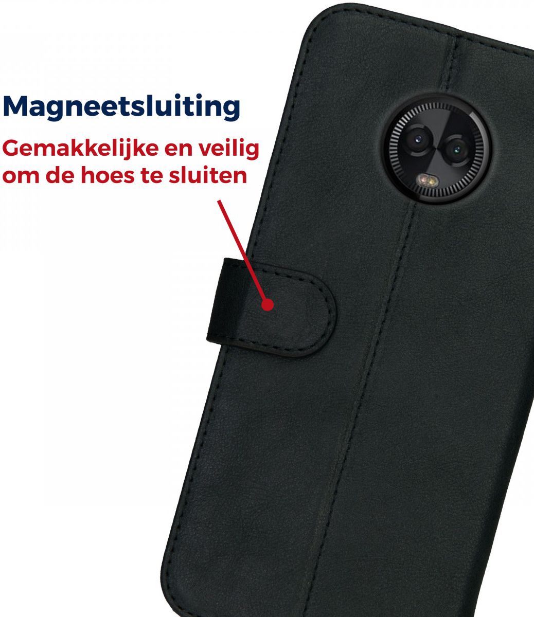 Rosso Deluxe Motorola Moto G6 Hoesje Echt Leer Book Case Zwart afbeelding 9