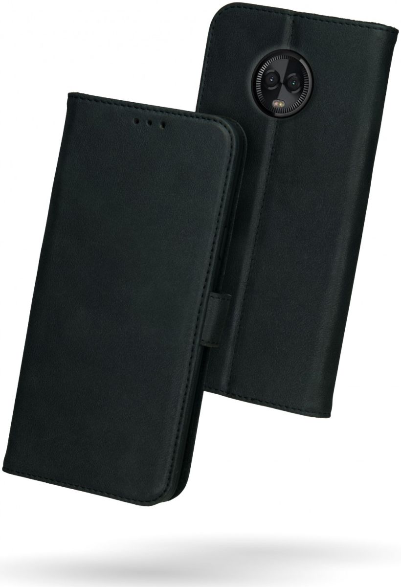 Rosso Deluxe Motorola Moto G6 Hoesje Echt Leer Book Case Zwart afbeelding 2