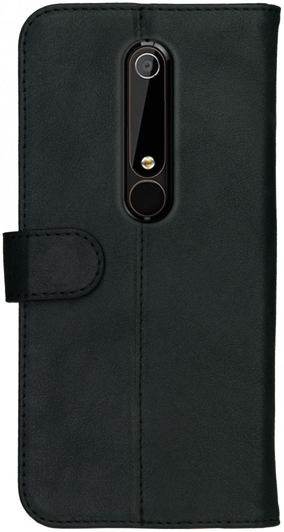 Rosso Deluxe Nokia 6 (2018) Hoesje Echt Leer Book Case Zwart afbeelding 4