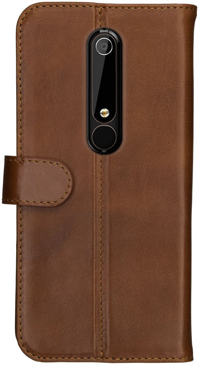 Rosso Deluxe Nokia 6 (2018) Hoesje Echt Leer Book Case Bruin afbeelding 4