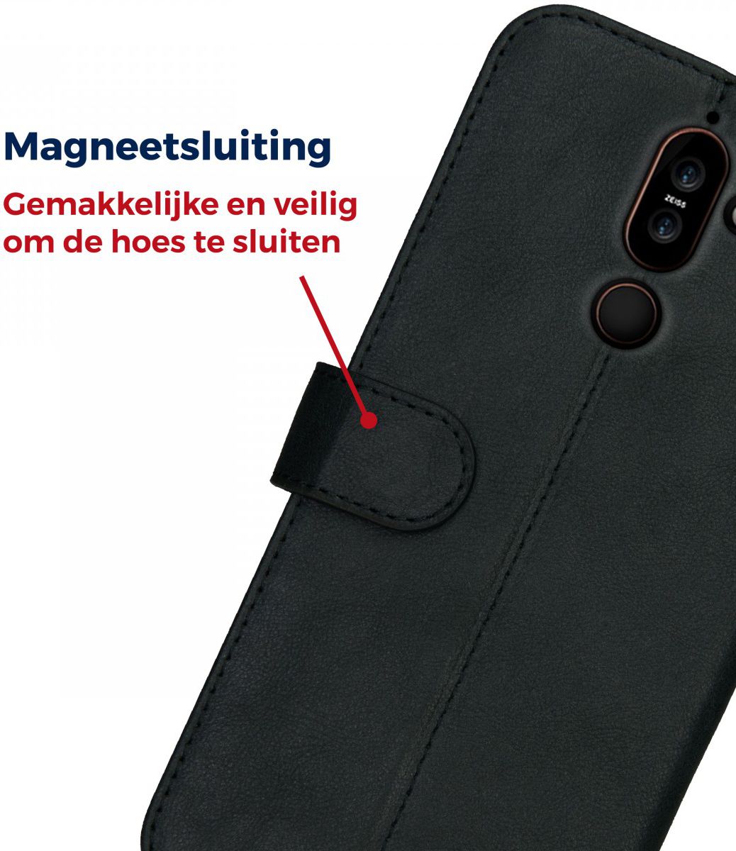 Rosso Deluxe Nokia 7 Plus Hoesje Echt Leer Book Case Zwart afbeelding 10