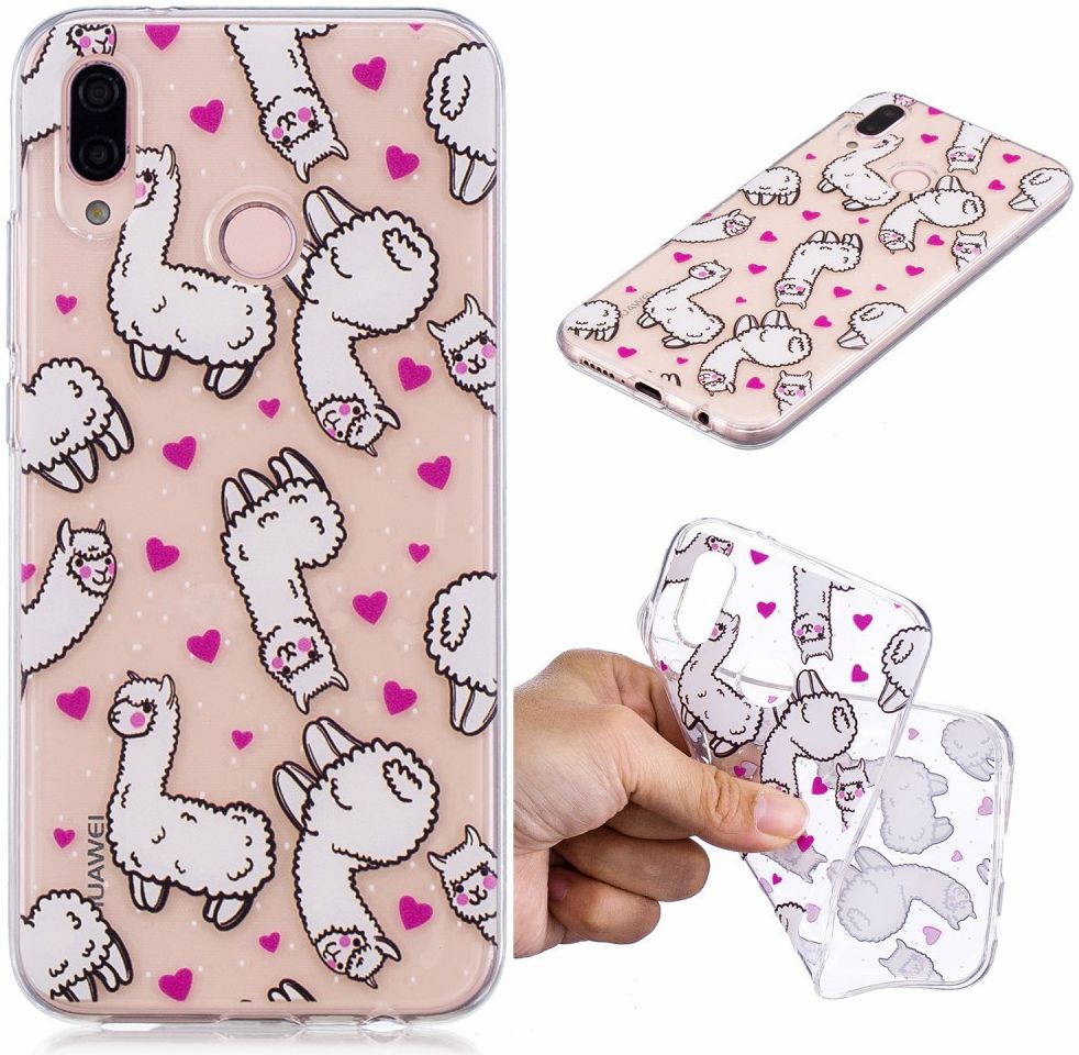 Huawei P20 Lite TPU Back Cover met Alpaca Print afbeelding 1