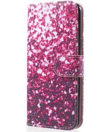 Samsung Galaxy S9 Portemonnee Print Hoesje met Lanyard Glitter Roze Hoesjes