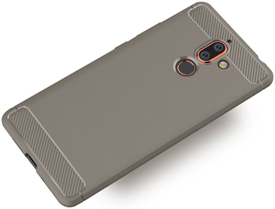 Nokia 7 Plus Geborsteld TPU Hoesje Grijs afbeelding 4