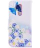 LG G7 Portemonnee Hoesje Blauw Vlinder Print