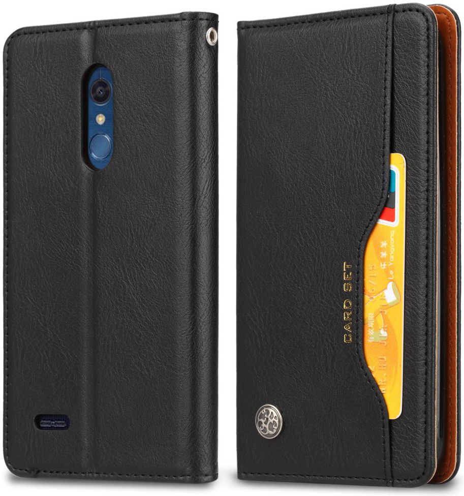 LG K11 Luxe Portemonnee Hoesje met Kaarthouder Zwart afbeelding 2