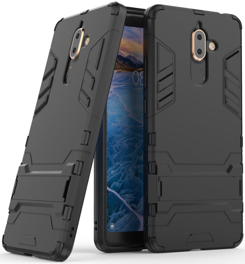 Nokia 7 Plus Hybride Kickstand Cover Zwart afbeelding 1