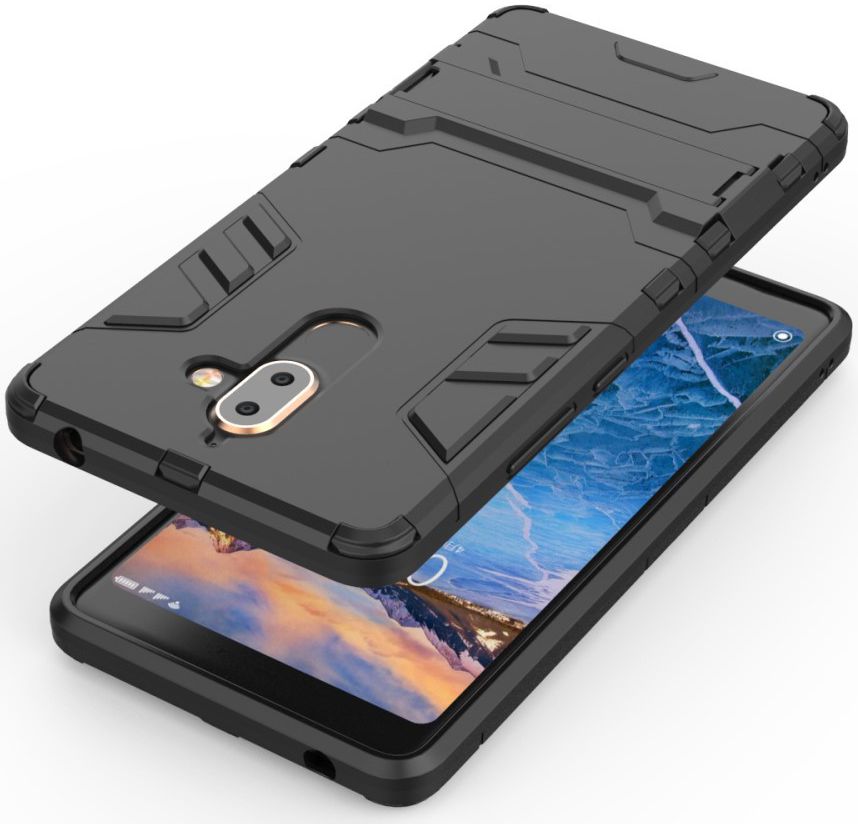 Nokia 7 Plus Hybride Kickstand Cover Zwart afbeelding 2