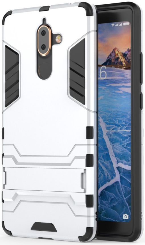 Nokia 7 Plus Hybride Kickstand Cover Zilver afbeelding 2