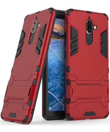 Nokia 7 Plus Hybride Kickstand Cover Rood Hoesjes
