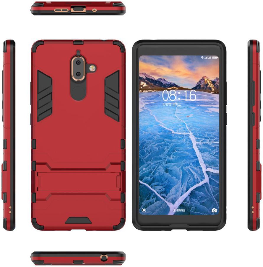 Nokia 7 Plus Hybride Kickstand Cover Rood afbeelding 3