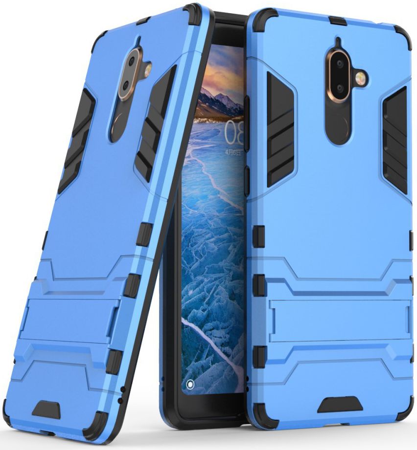 Nokia 7 Plus Hybride Kickstand Cover Blauw afbeelding 1