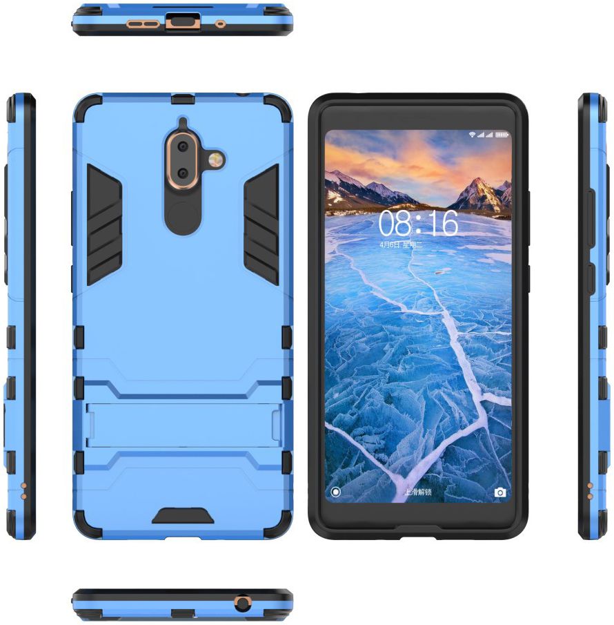 Nokia 7 Plus Hybride Kickstand Cover Blauw afbeelding 3