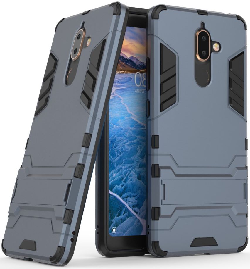 Nokia 7 Plus Hybride Kickstand Cover Donker Blauw afbeelding 1