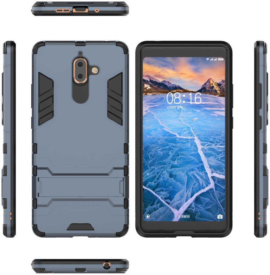 Nokia 7 Plus Hybride Kickstand Cover Donker Blauw afbeelding 3