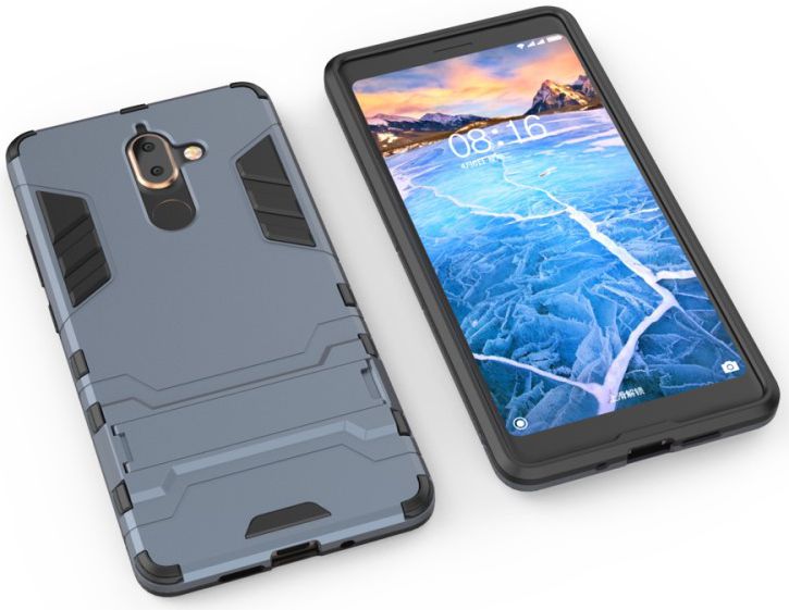 Nokia 7 Plus Hybride Kickstand Cover Donker Blauw afbeelding 4