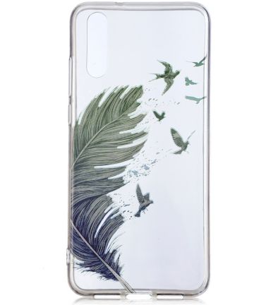 Huawei P20 TPU Backcover met Feathers Print Hoesjes