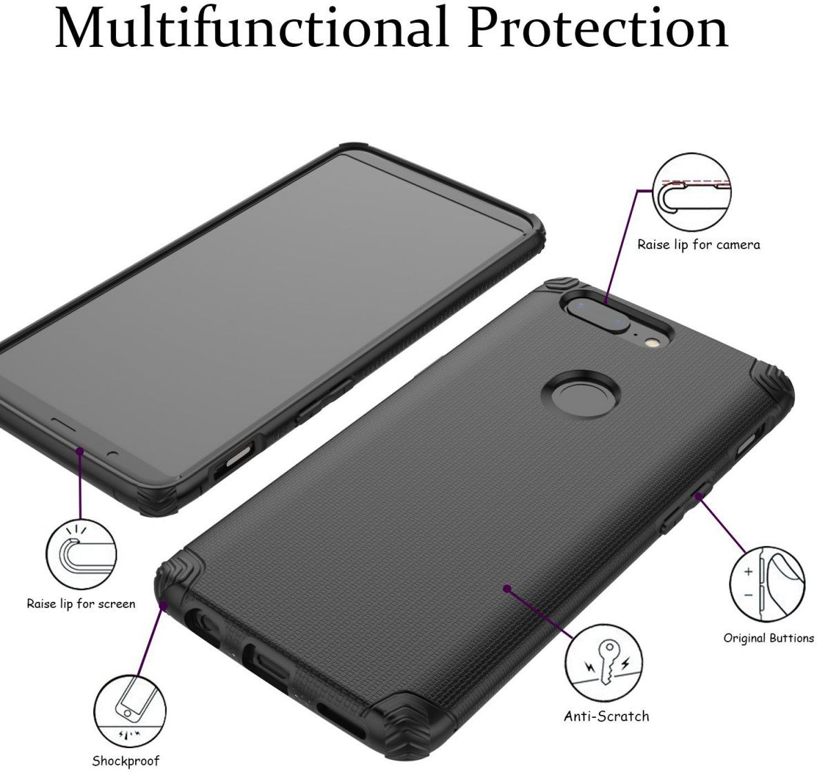 OnePlus 5T Hard Back Cover Zwart afbeelding 3
