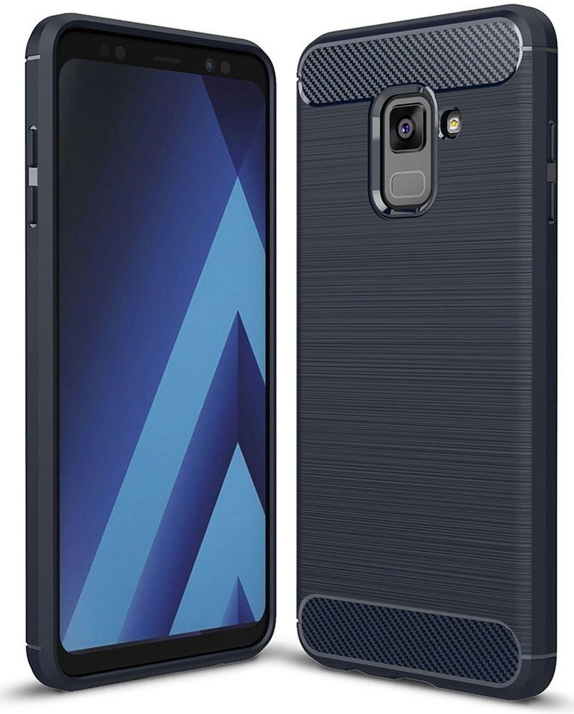 Samsung Galaxy A8 (2018) Geborsteld TPU Hoesje Blauw afbeelding 1