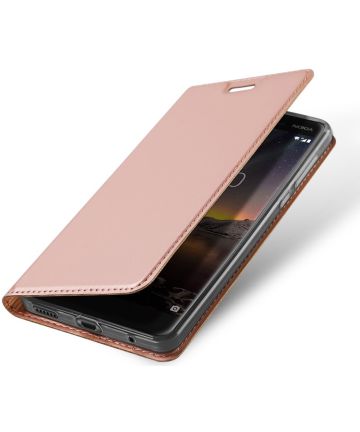 Dux Ducis Nokia 6 (2018) Premium Bookcase Roze Goud Hoesjes