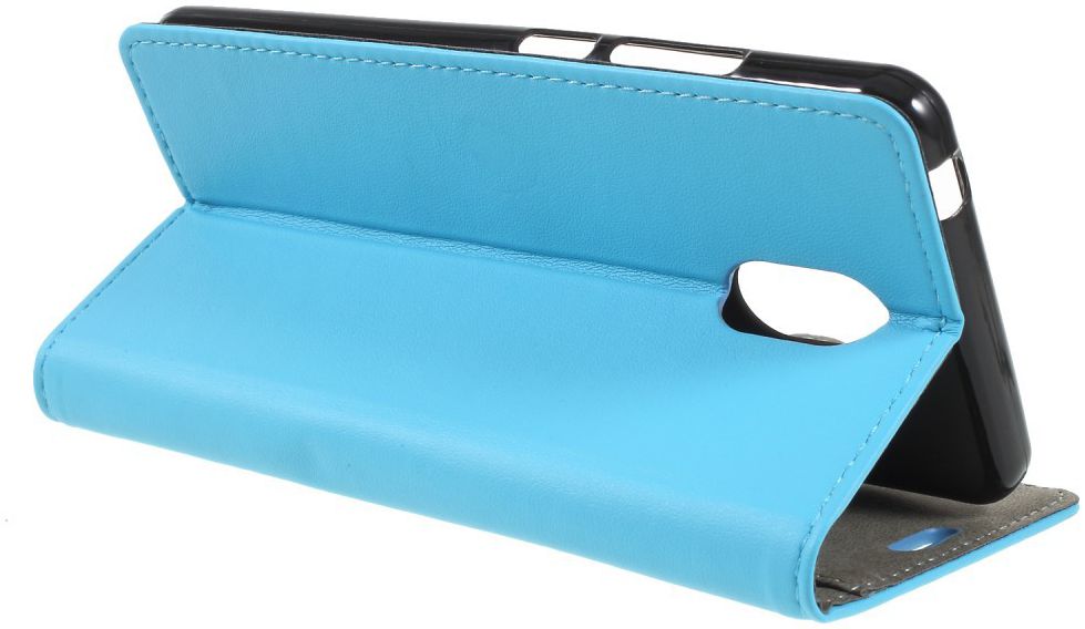 Wiko Lenny 5 Lederen Wallet Stand Hoesje Blauw afbeelding 2