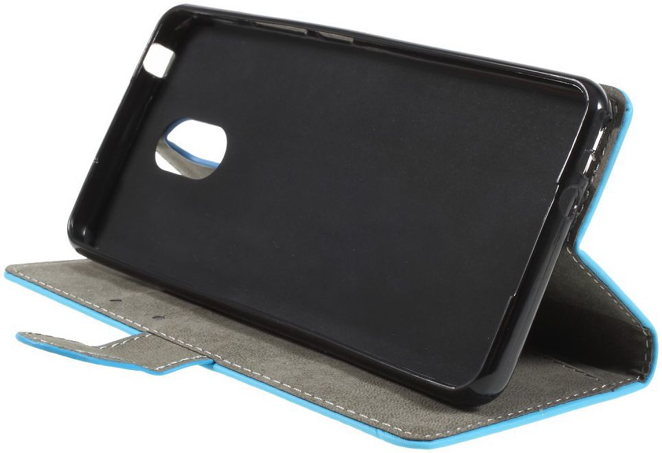 Wiko Lenny 5 Lederen Wallet Stand Hoesje Blauw afbeelding 3
