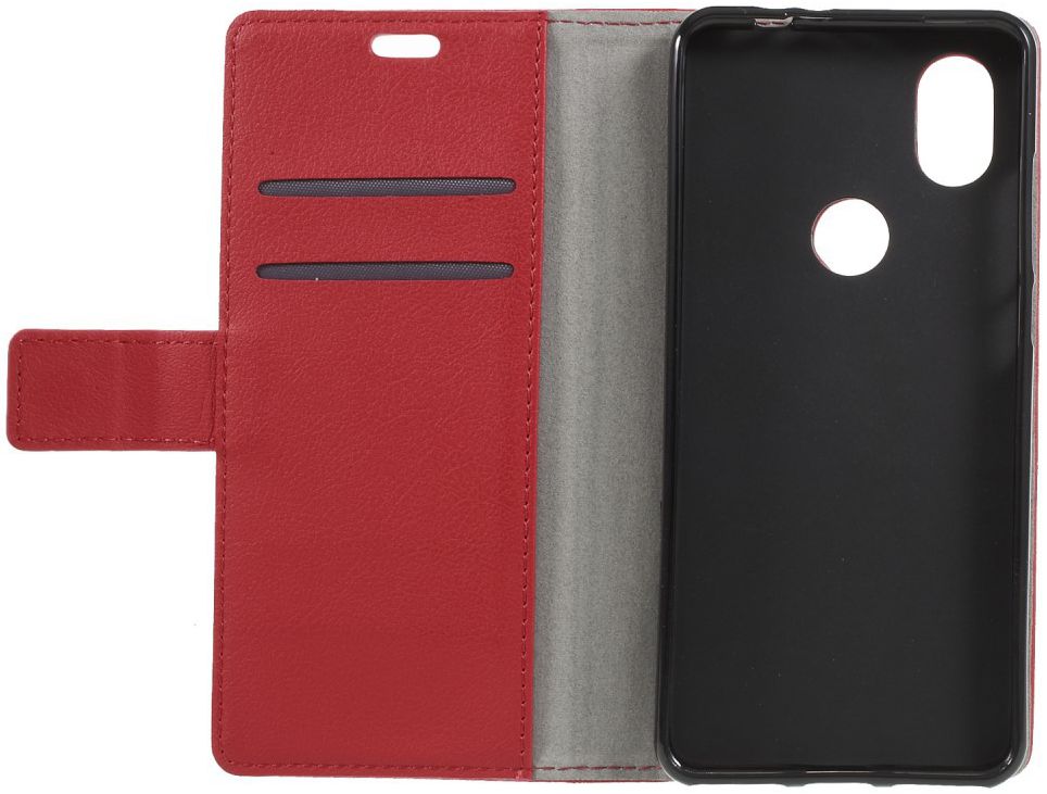 Wiko View 2 Lederen Wallet Stand Hoesje Rood afbeelding 2