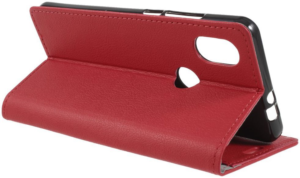 Wiko View 2 Lederen Wallet Stand Hoesje Rood afbeelding 3