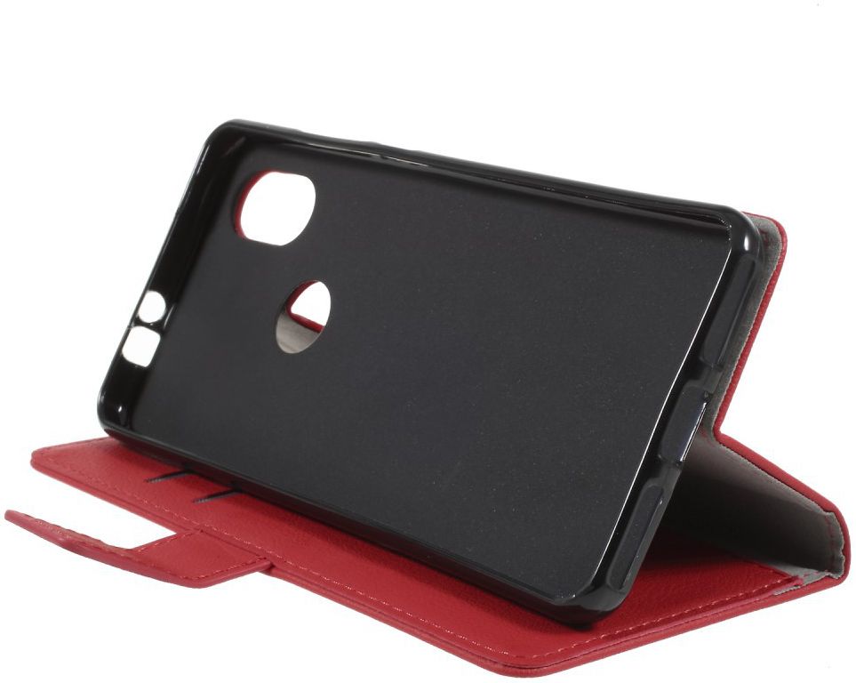 Wiko View 2 Lederen Wallet Stand Hoesje Rood afbeelding 4