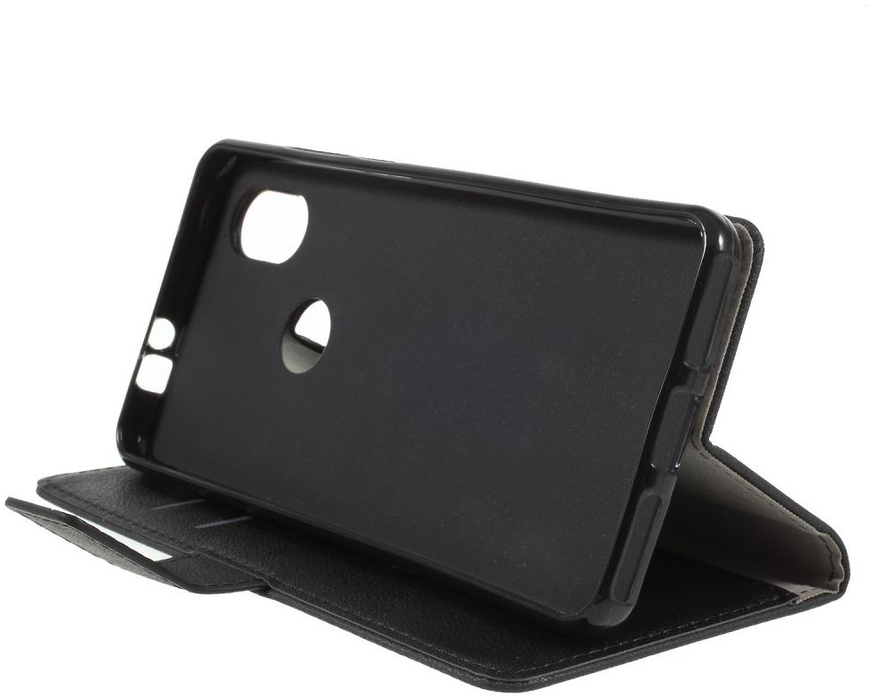 Wiko View 2 Kunstlederen Wallet Stand Hoesje Zwart afbeelding 4