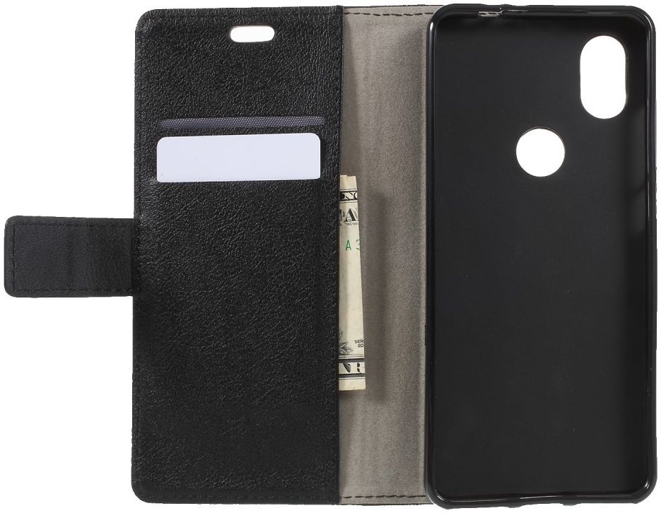Wiko View 2 Kunstlederen Wallet Stand Hoesje Zwart afbeelding 2