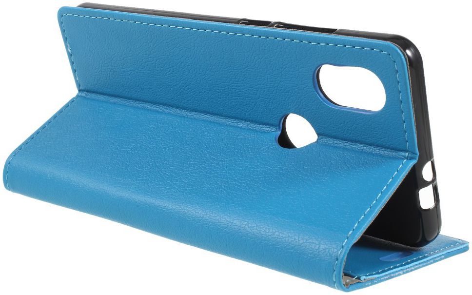 Wiko View 2 Lederen Wallet Stand Hoesje Blauw afbeelding 3