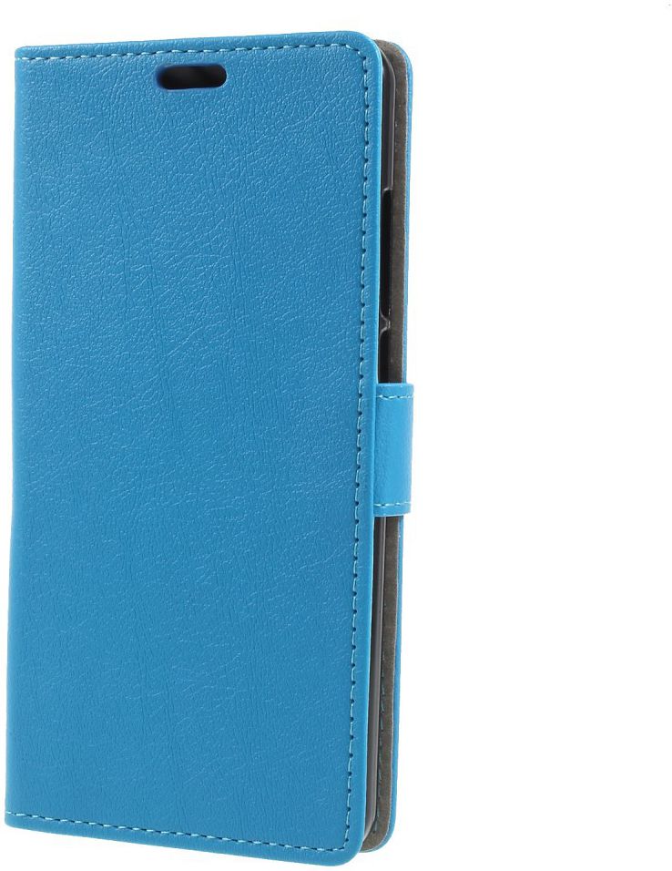 Wiko View 2 Lederen Wallet Stand Hoesje Blauw afbeelding 5