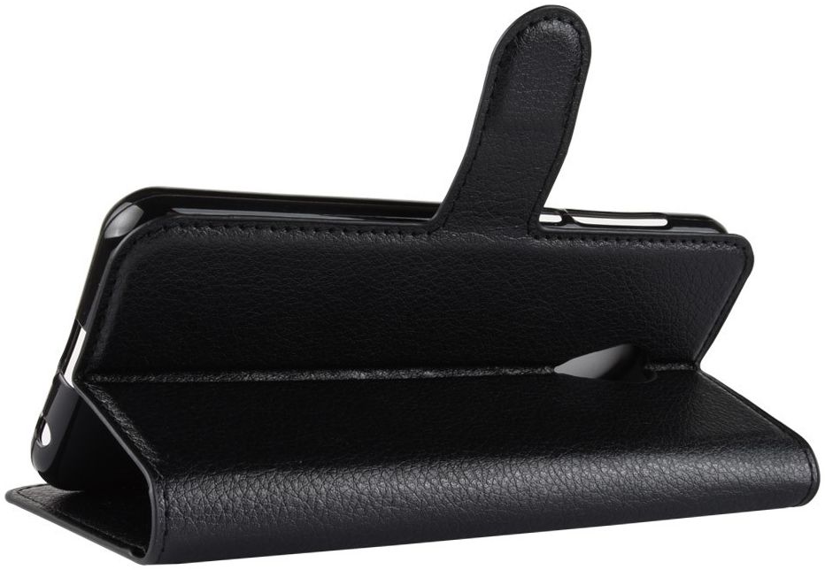 Alcatel 1C Lederen Wallet Stand Hoesje Zwart afbeelding 4