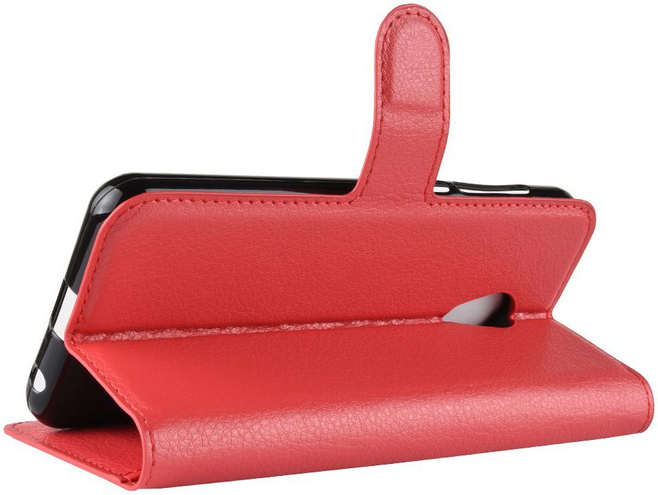 Alcatel 1C Lederen Wallet Stand Hoesje Rood afbeelding 5