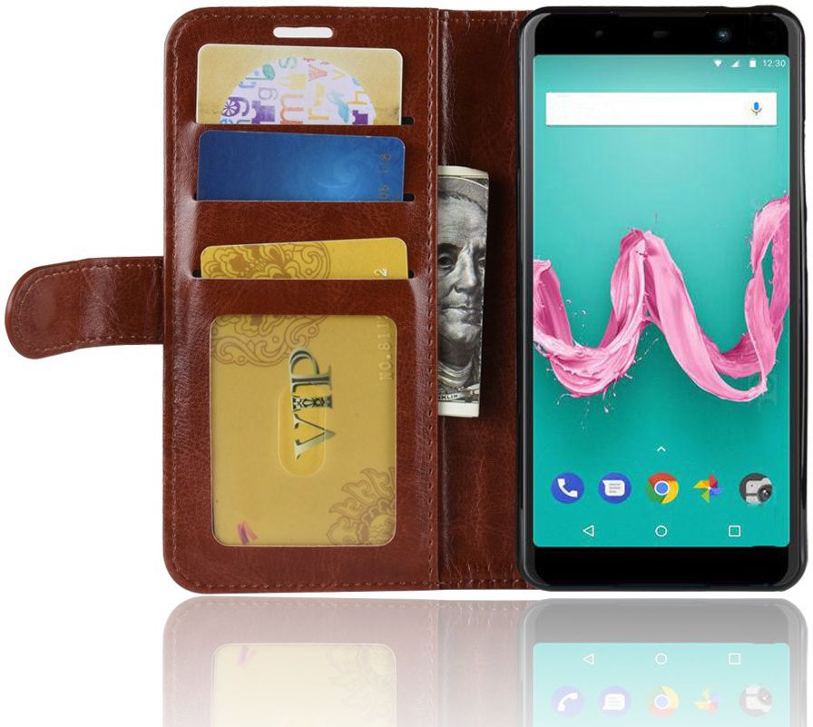 Wiko Lenny 5 Lederen Wallet Hoesje Bruin afbeelding 5