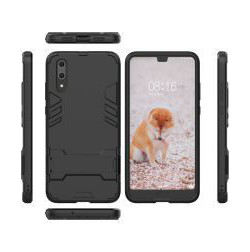 Huawei P20 Pro Hybride Hoesje met Kickstand Zwart afbeelding 3