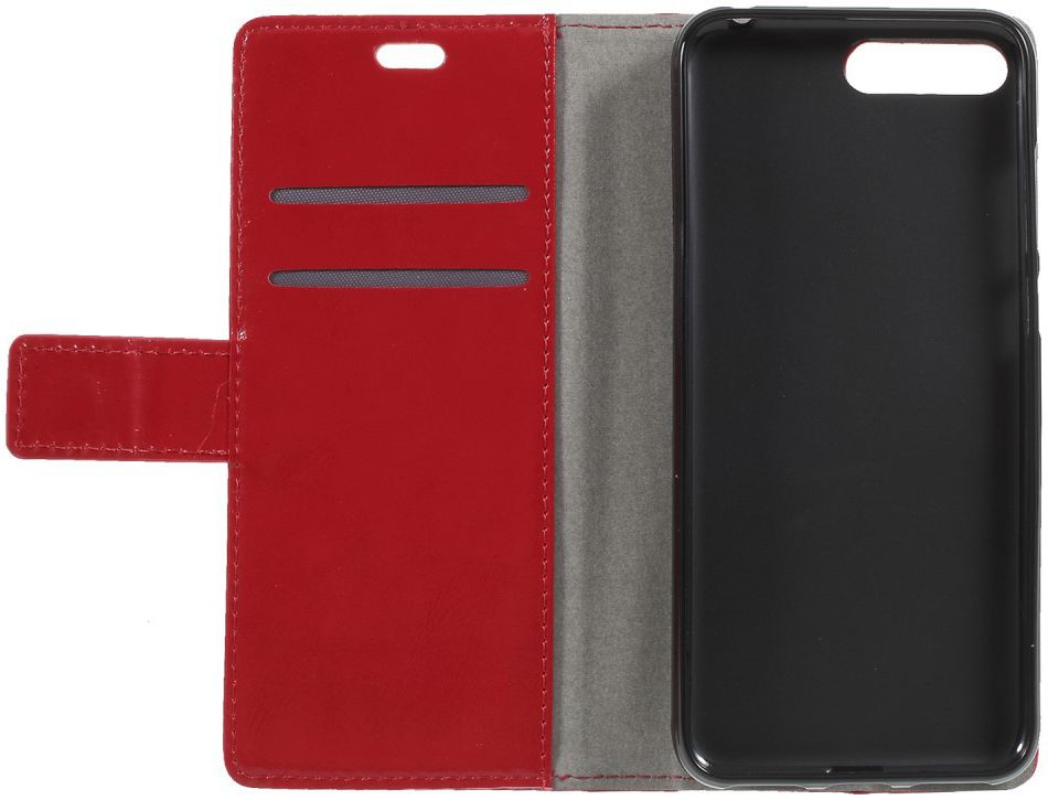 Huawei Y6 (2018) Lederen Wallet Stand Hoesje Rood afbeelding 2