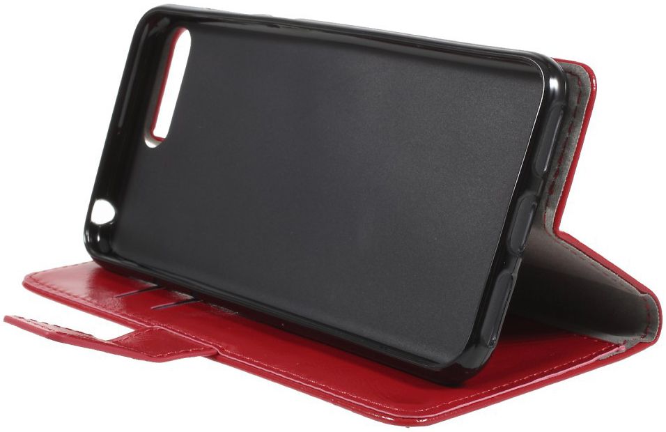 Huawei Y6 (2018) Lederen Wallet Stand Hoesje Rood afbeelding 4