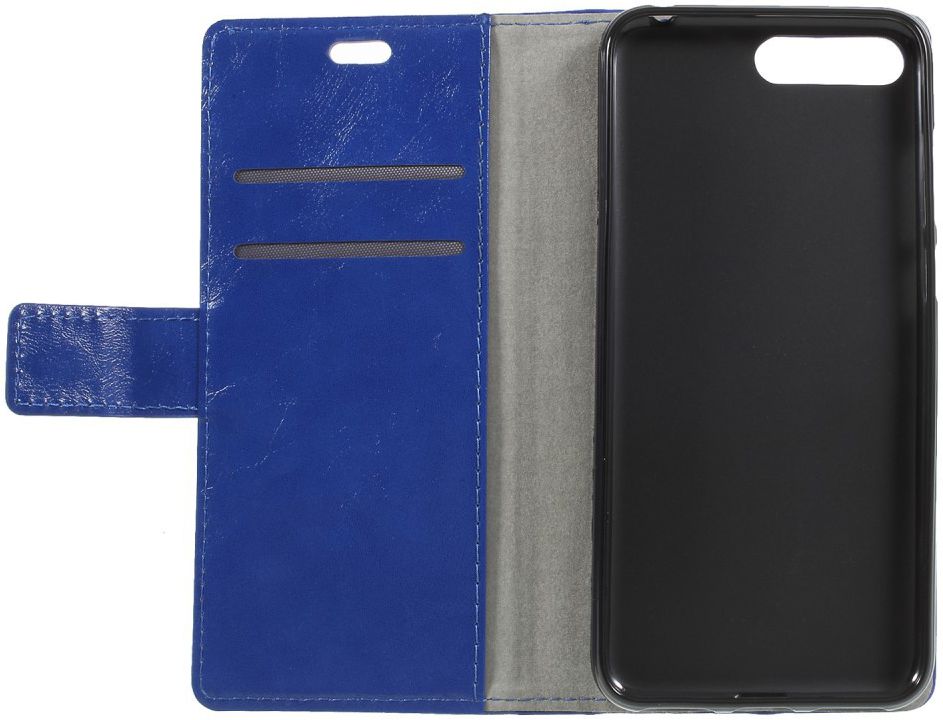 Huawei Y6 (2018) Lederen Wallet Stand Hoesje Blauw afbeelding 1