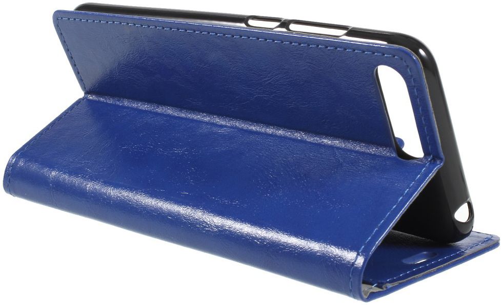 Huawei Y6 (2018) Lederen Wallet Stand Hoesje Blauw afbeelding 2