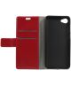 HTC Desire 12 Lederen Wallet Stand Hoesje Rood
