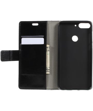 HTC Desire 12 Plus Lederen Wallet Stand Hoesje Zwart Hoesjes