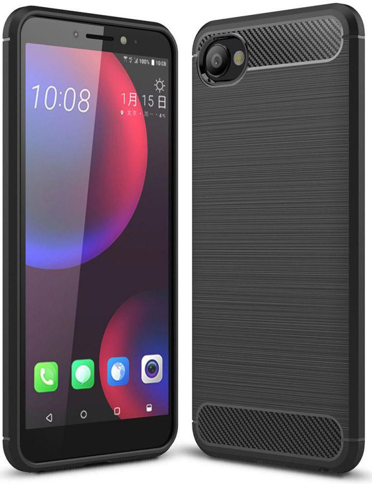 HTC Desire 12 Geborsteld TPU Hoesje Zwart afbeelding 1