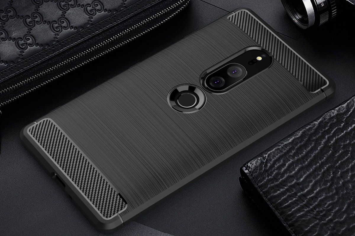 Sony Xperia XZ2 Premium Geborsteld TPU Hoesje Zwart afbeelding 2