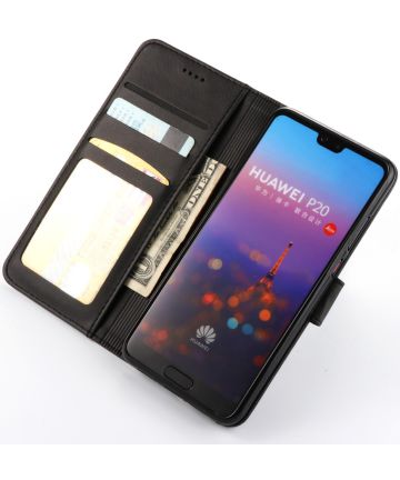 Huawei P20 Pro Lederen Portemonnee Stand Bookcase Hoesje Zwart Hoesjes