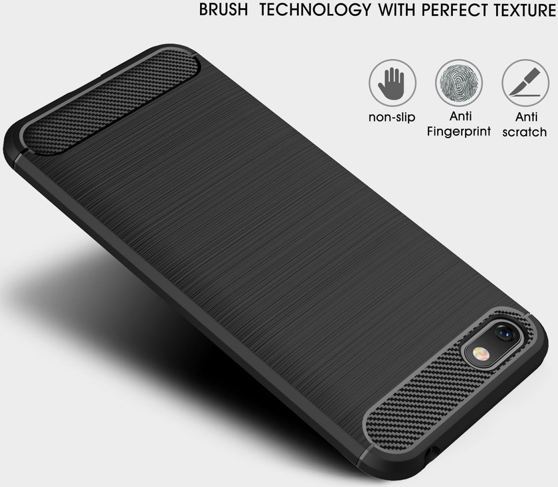 Huawei Y5 (2018) Geborsteld TPU Hoesje Zwart afbeelding 2