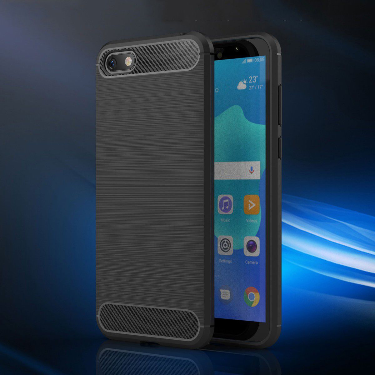 Huawei Y5 (2018) Geborsteld TPU Hoesje Zwart afbeelding 6