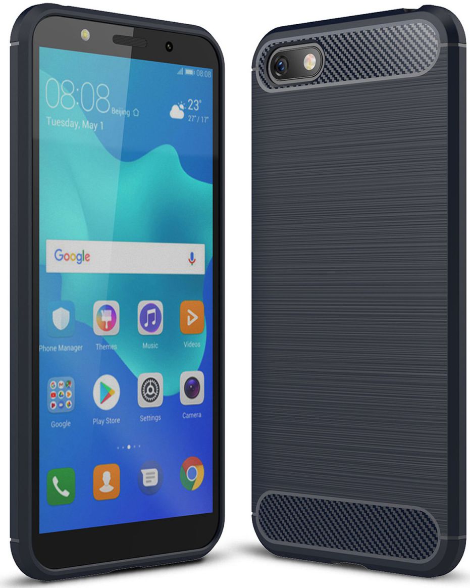 Huawei Y5 (2018) Geborsteld TPU Hoesje Blauw afbeelding 1