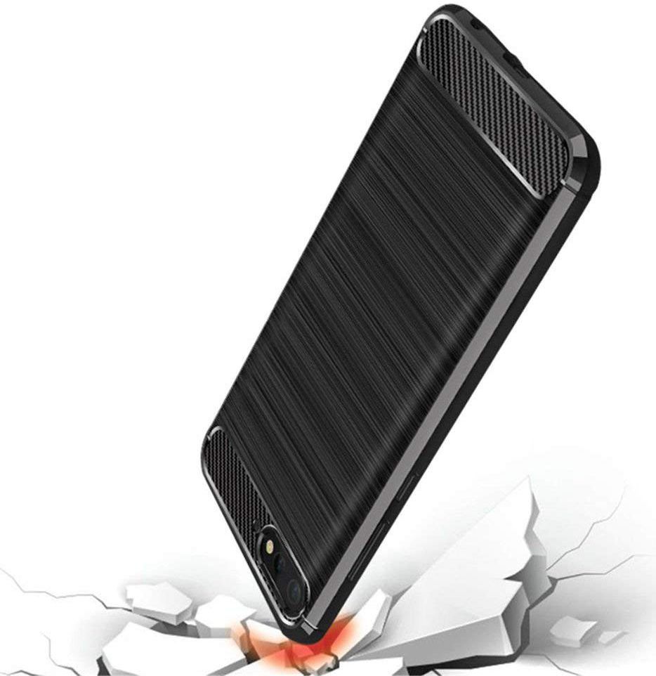 Huawei Y6 (2018) Geborsteld TPU Hoesje Zwart afbeelding 2
